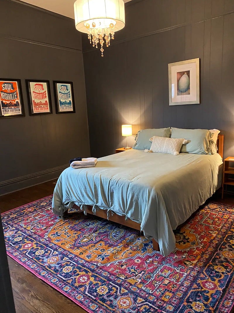 Bedroom with queen bed.