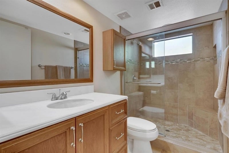 Master bathroom with update walk-in shower