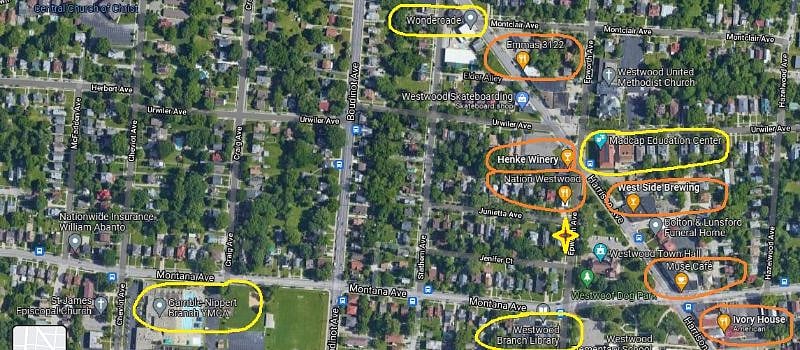 Nearby fun spots. 