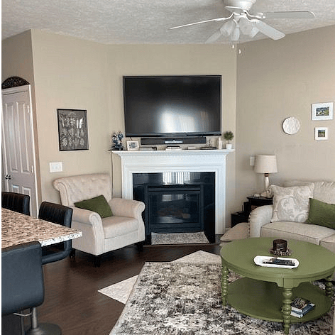Gas Fireplace, Apple TV, Direct TV and Sound Bar
