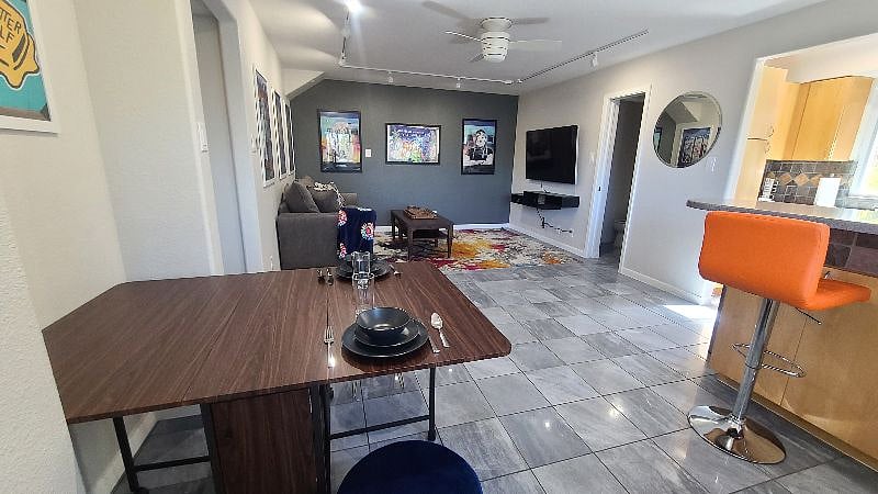 Fold out table for a larger eating area