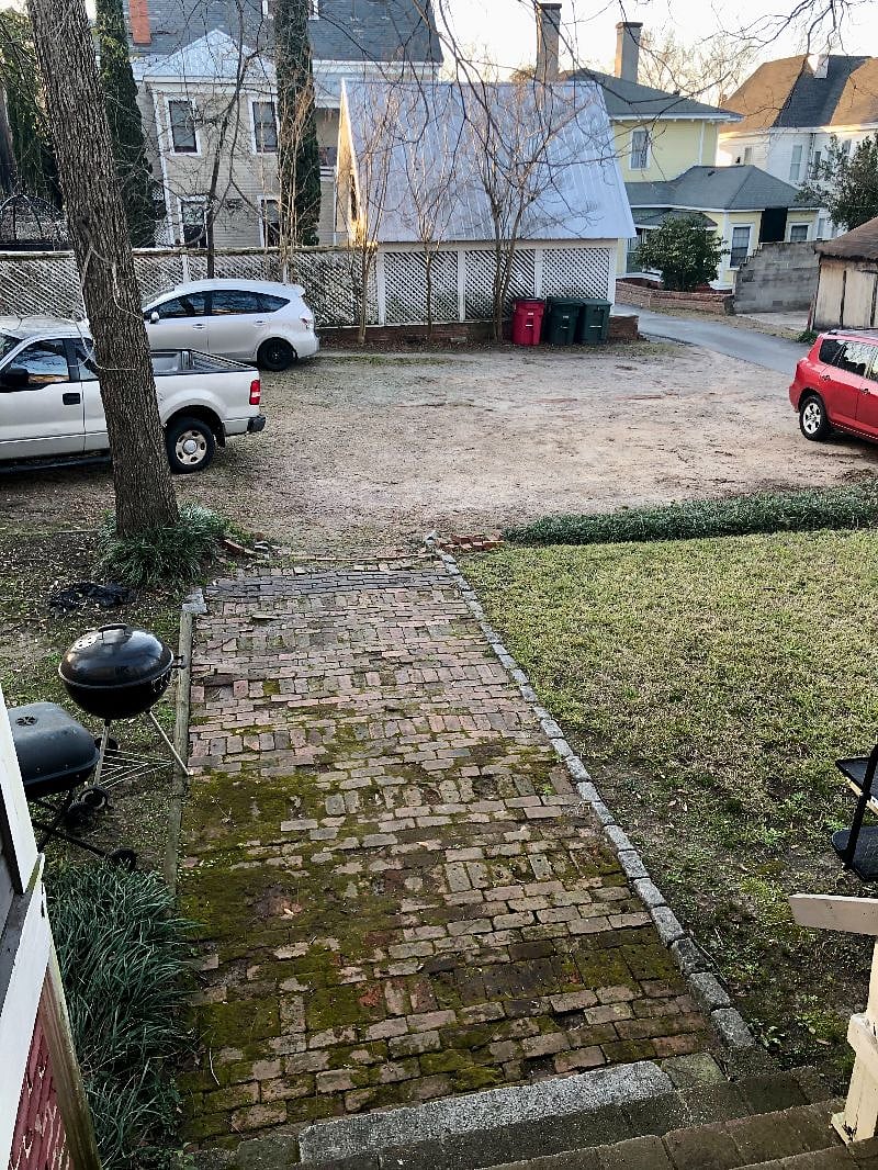 Overlooking parking from back entrance