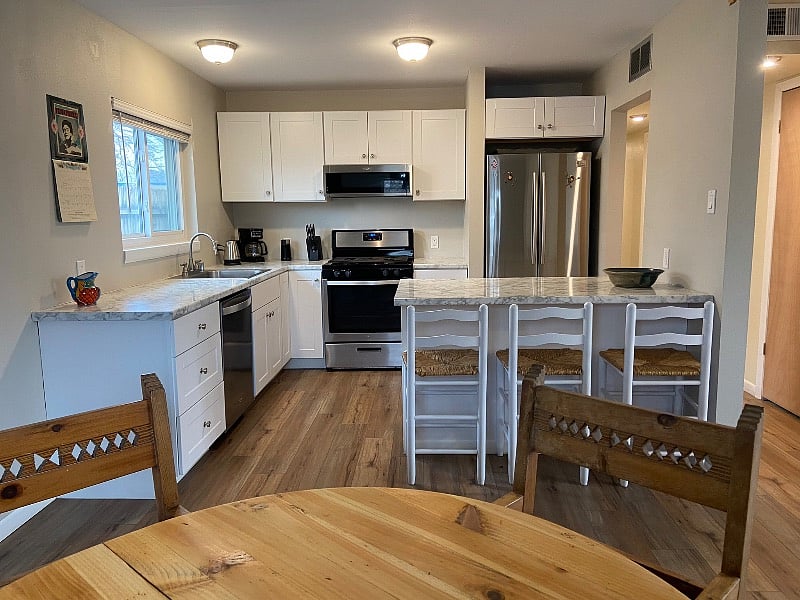 All stainless steel appliances and gas stove
