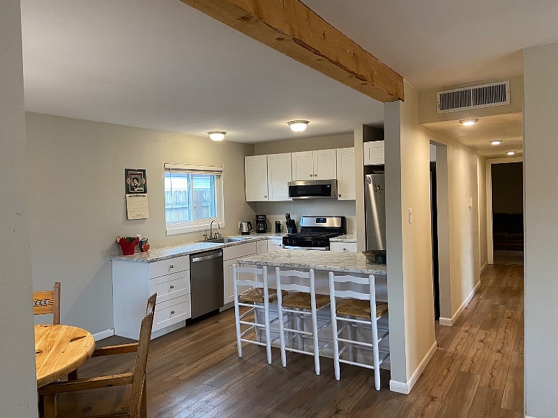 Walk around kitchen is spacious and easy to use