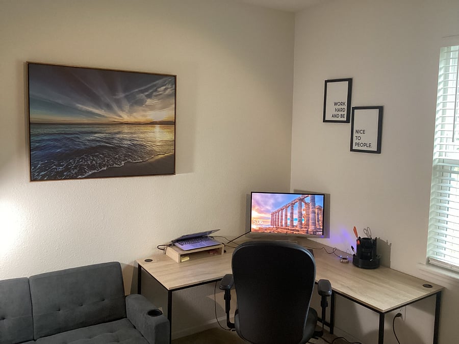 OFFICE/STUDY ROOM - View of workstation/computer/desk, chair and sofa,