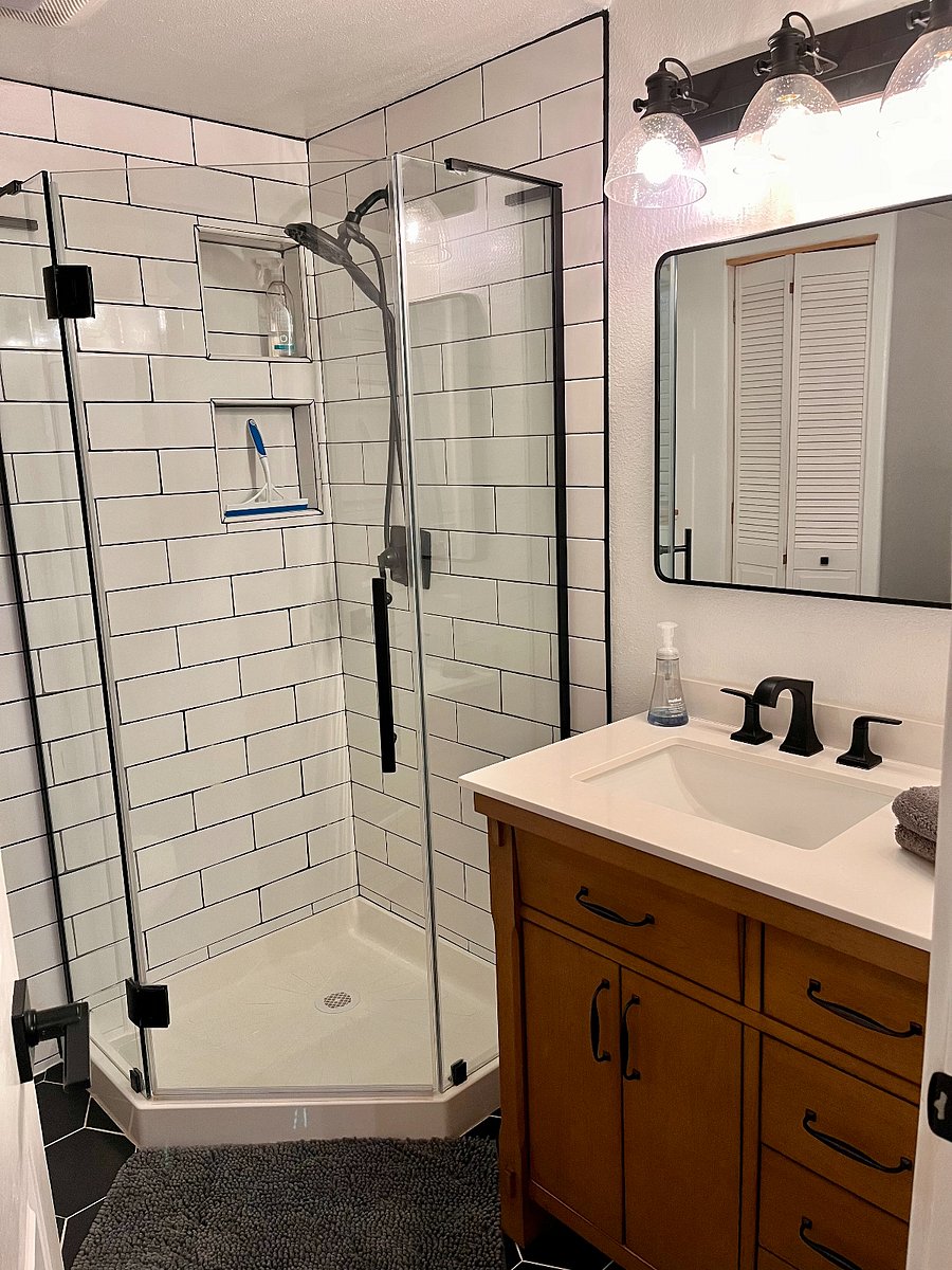 The Fox Den features one bathroom, complete with washer & dryer, linens, shower stall, efficiency toilet and vanity. Frameless shower stall with oversized whisper quiet fan and tankless water heater with endless hot water come together for a comfortable shower experience.