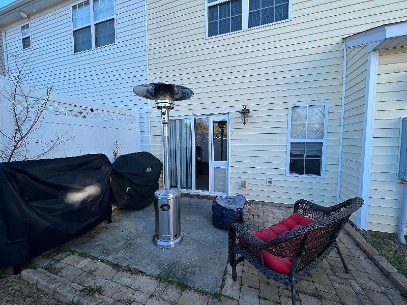 Backyard Patio (Grill, Heater, Firepit, Couch & 2 Foldable Camping Chairs)