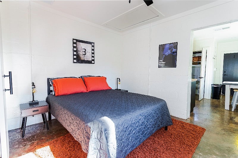 Bedroom with direct access to the kitchen.