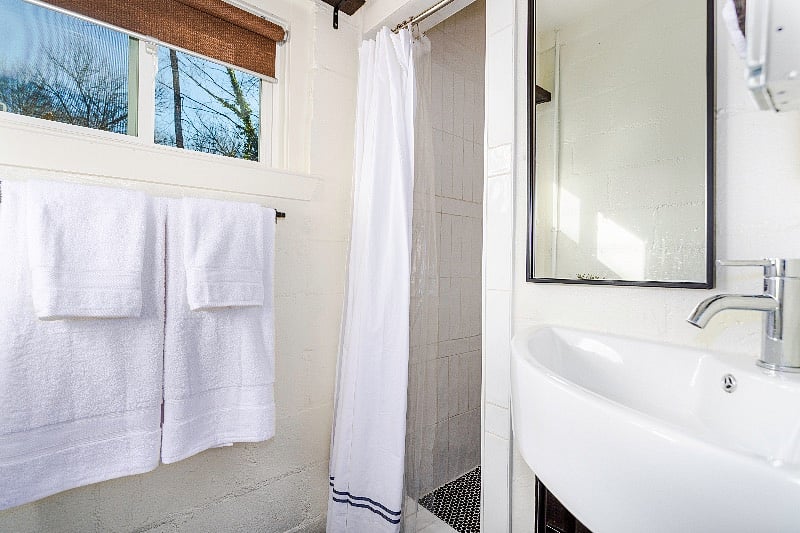 Natural lighting in bathroom and walk-in shower.