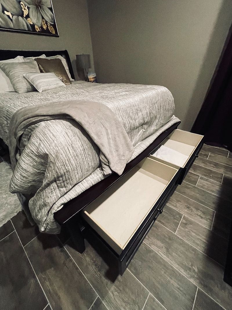Full dresser, storage drawers under queen size bed 