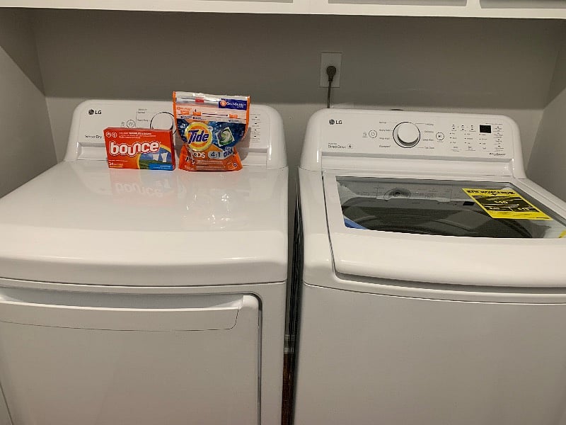 The home has washer and dryer, located between hall bathroom and master bedroom.