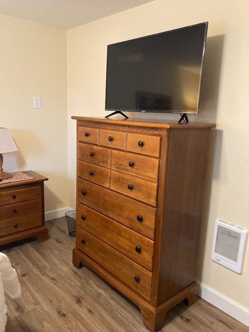 Roomy dresser. Blue tooth TV