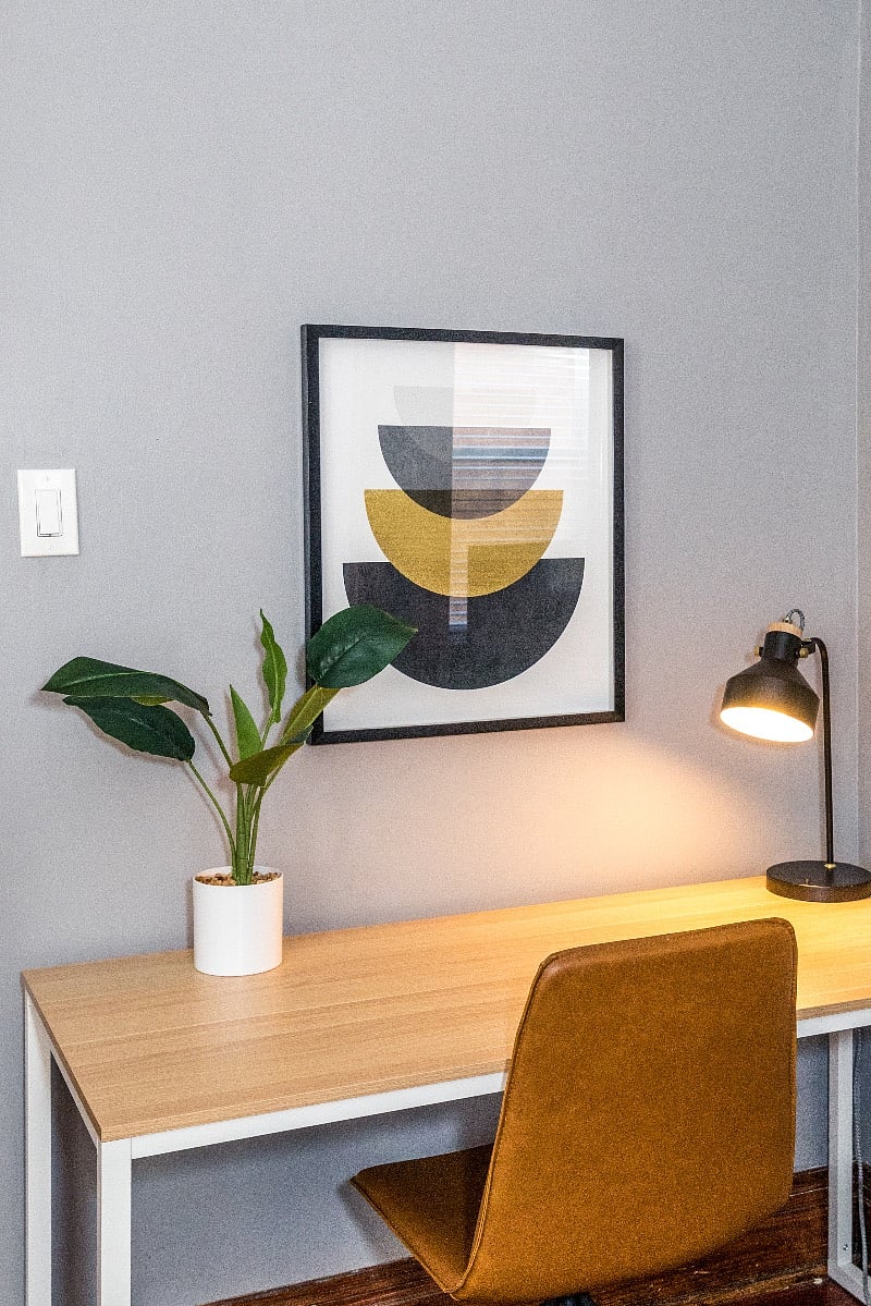 Dedicated work space for your home away from home.