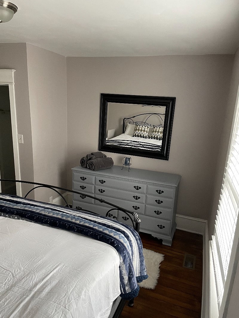 Bedroom with large dresser