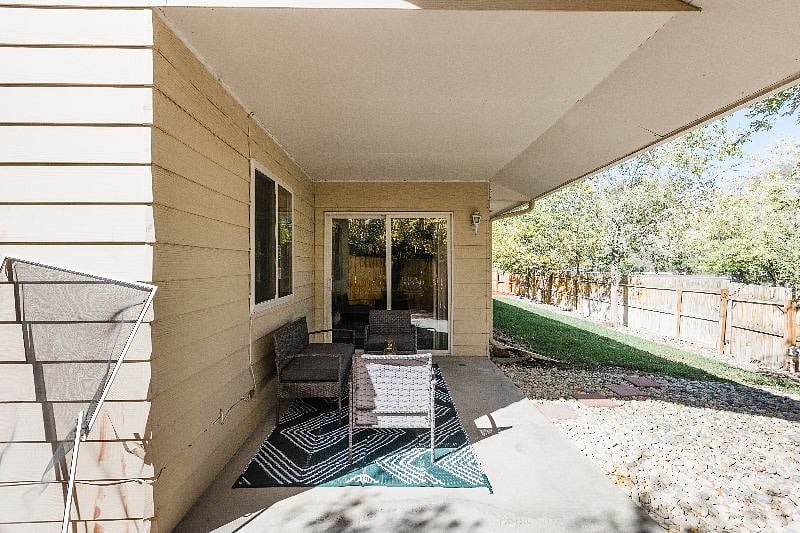 Enjoy the covered patio right outside the dining room.