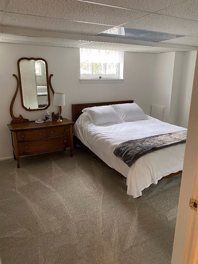 Bedroom 1 with Queen Bed and bathroom