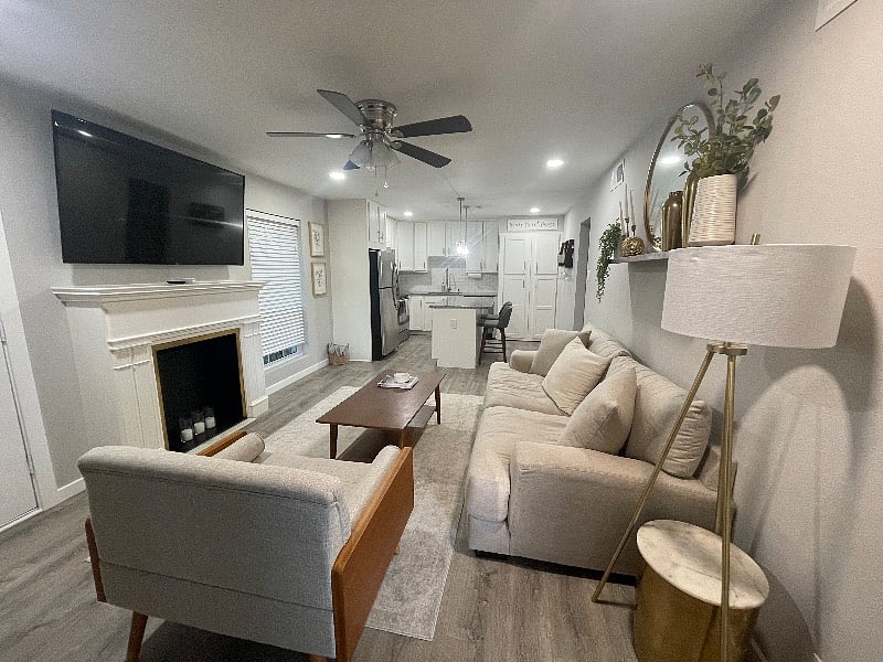 Living room and kitchen