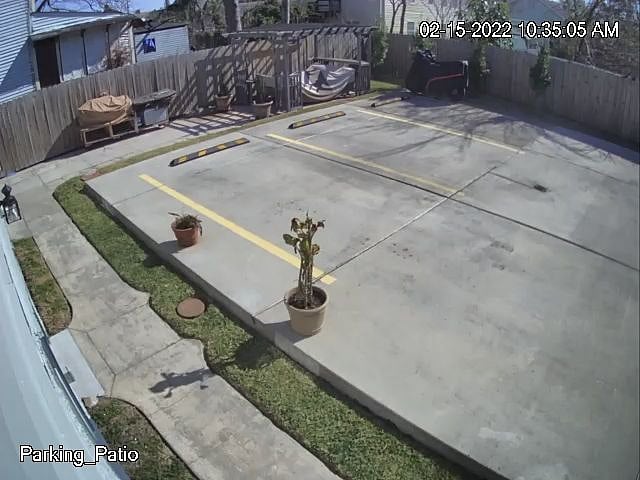 Back parking lot view from security camera