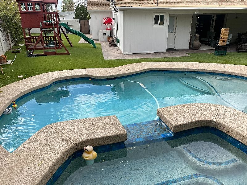 hot tub and side yard access.