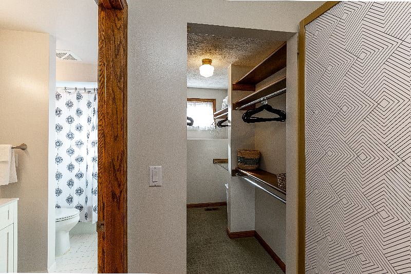 Walk-in closet in the primary suite