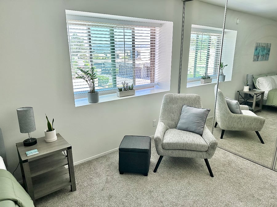 bedroom sitting area, with views of Mission Trails