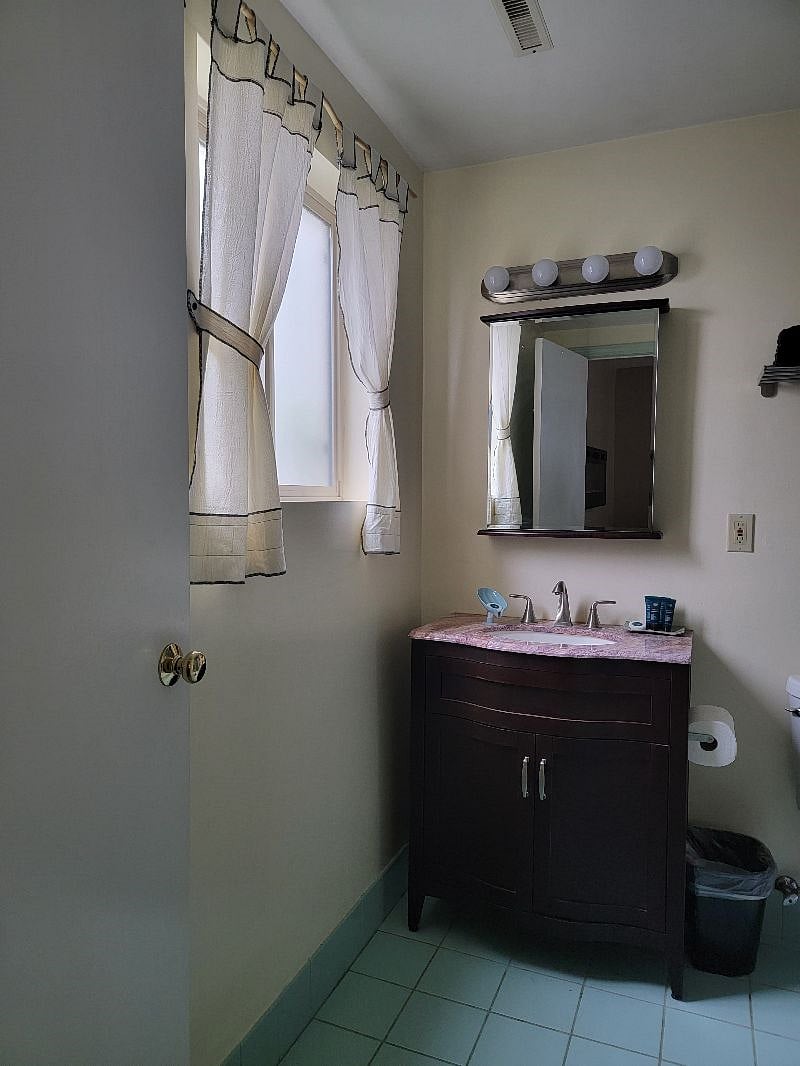 Bright natural light bathroom