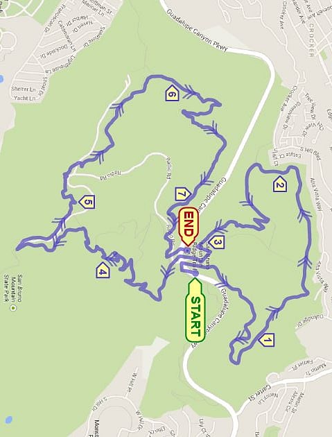 5K and 12K trails in San Bruno Mountain Park