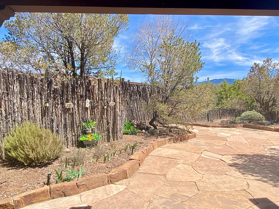 The queen bedroom view in April.