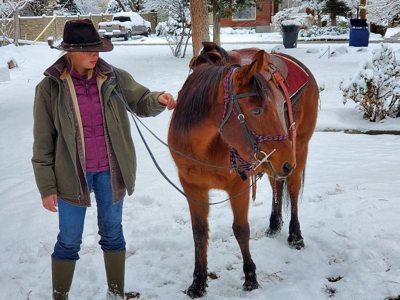 L and Cricket ready for a winter ride.