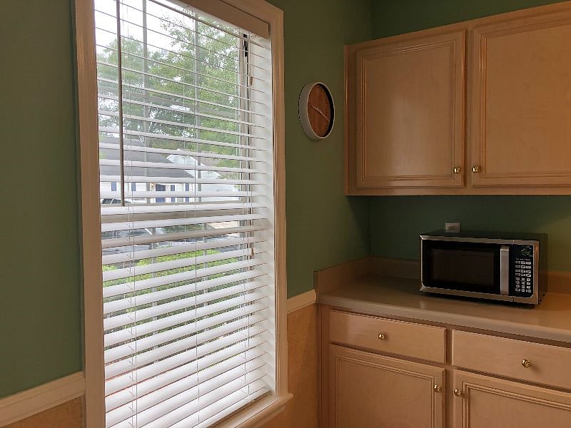 Microwave oven in kitchen