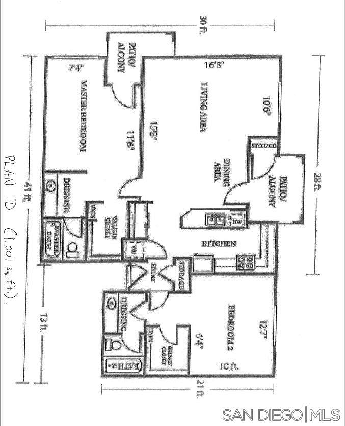 Floorplan of the condo.  Larger master bedroom is all yours!