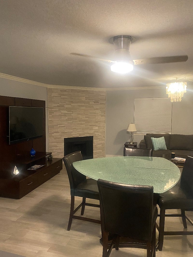 Dining Room and Living Room with fireplace