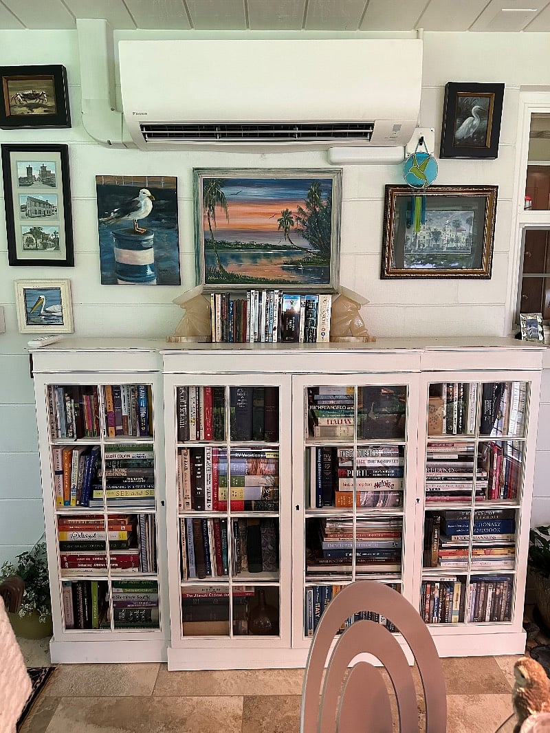 Do you still read books? Or do you like beautiful art? The sunroom has more than just beautiful gardens to look at. 