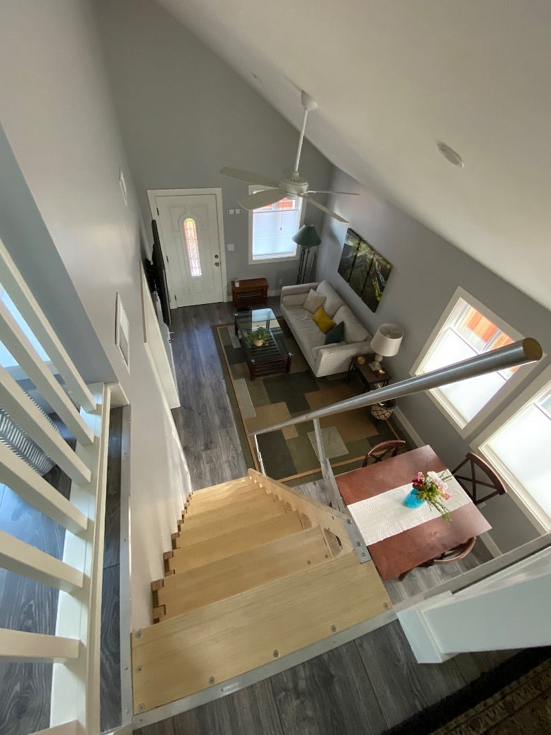 Top of the folding stairs from the loft