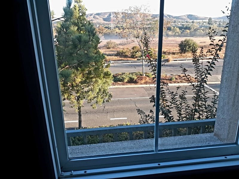 view of the street (Mission Gorge Rd) from the main bedroom