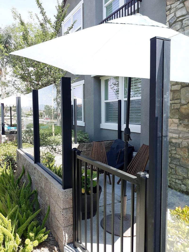 small but relaxing gated front patio (faces Mission Gorge Rd)