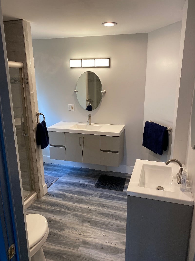 On-suite full bathroom includes dual sinks, and full size walk in shower.