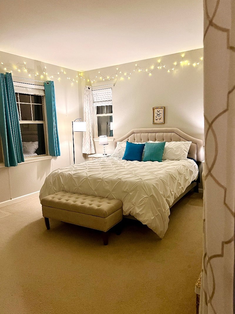 Master bedroom with ensuite bathroom and California King-sized Sleep Number bed