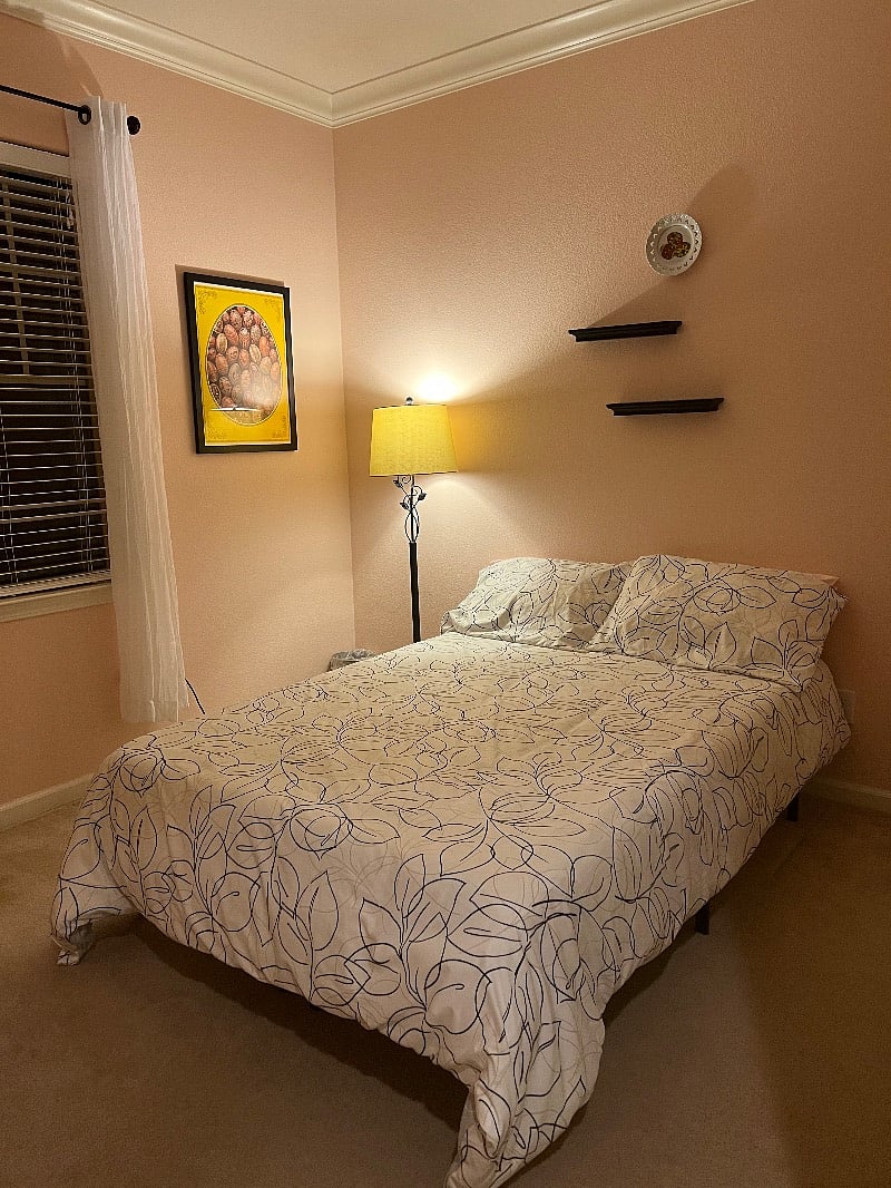 Third upstairs bedroom: full-sized bamboo mattress with memory foam mattress topper