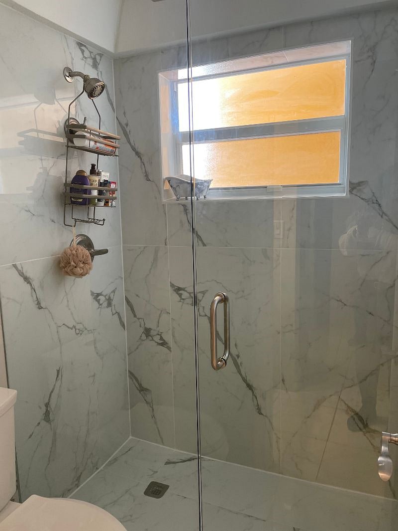 Bathroom with rain shower.