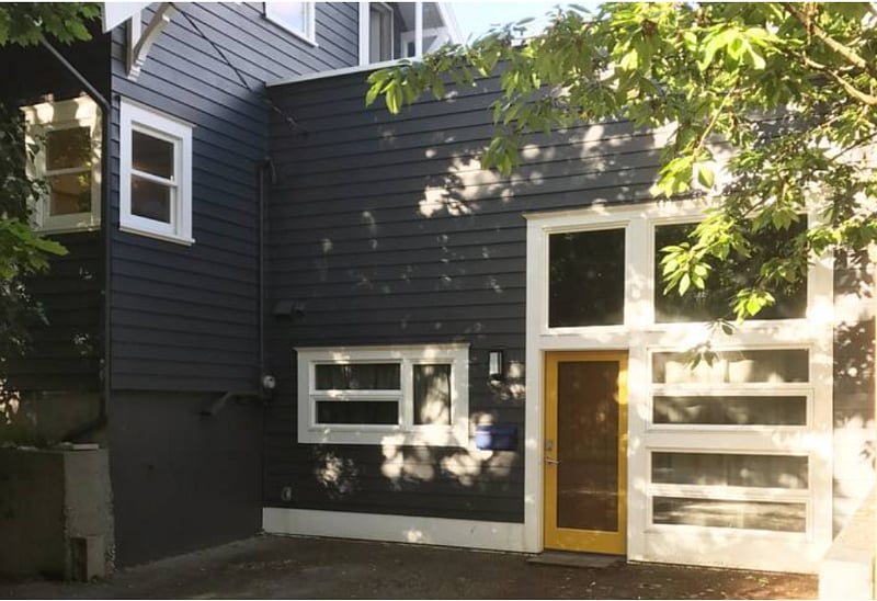 Private off-street entrance with driveway.