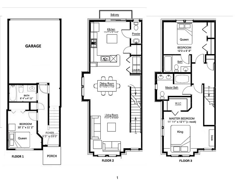 Layout of full unit.  3 levels.
