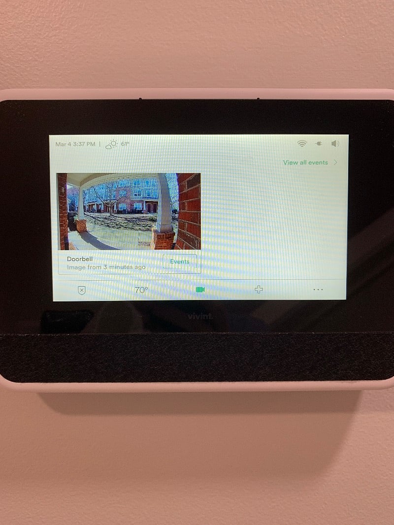 Home security system with doorbell cam. Guest will also have access to the app and be able to see the cam and remotely access front door lock and garage door.