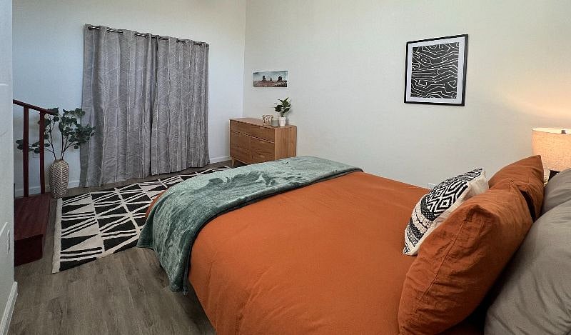 Large Bedroom with Quality Mattress, Linens and Towels, Black out window coverings, Closet and Dresser, Bedside tables, lamp, power station and sound machine