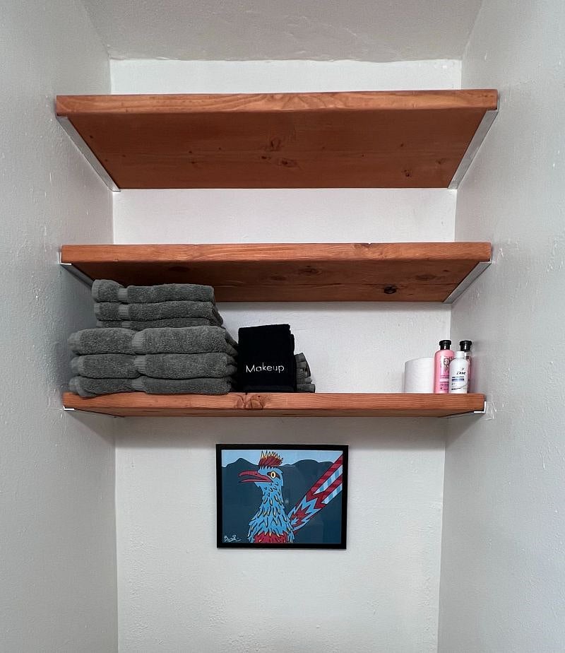 Large Storage shelves in Bathroom