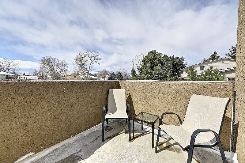 patio with views of Pikes Peak- on outskirts on townhouse development
