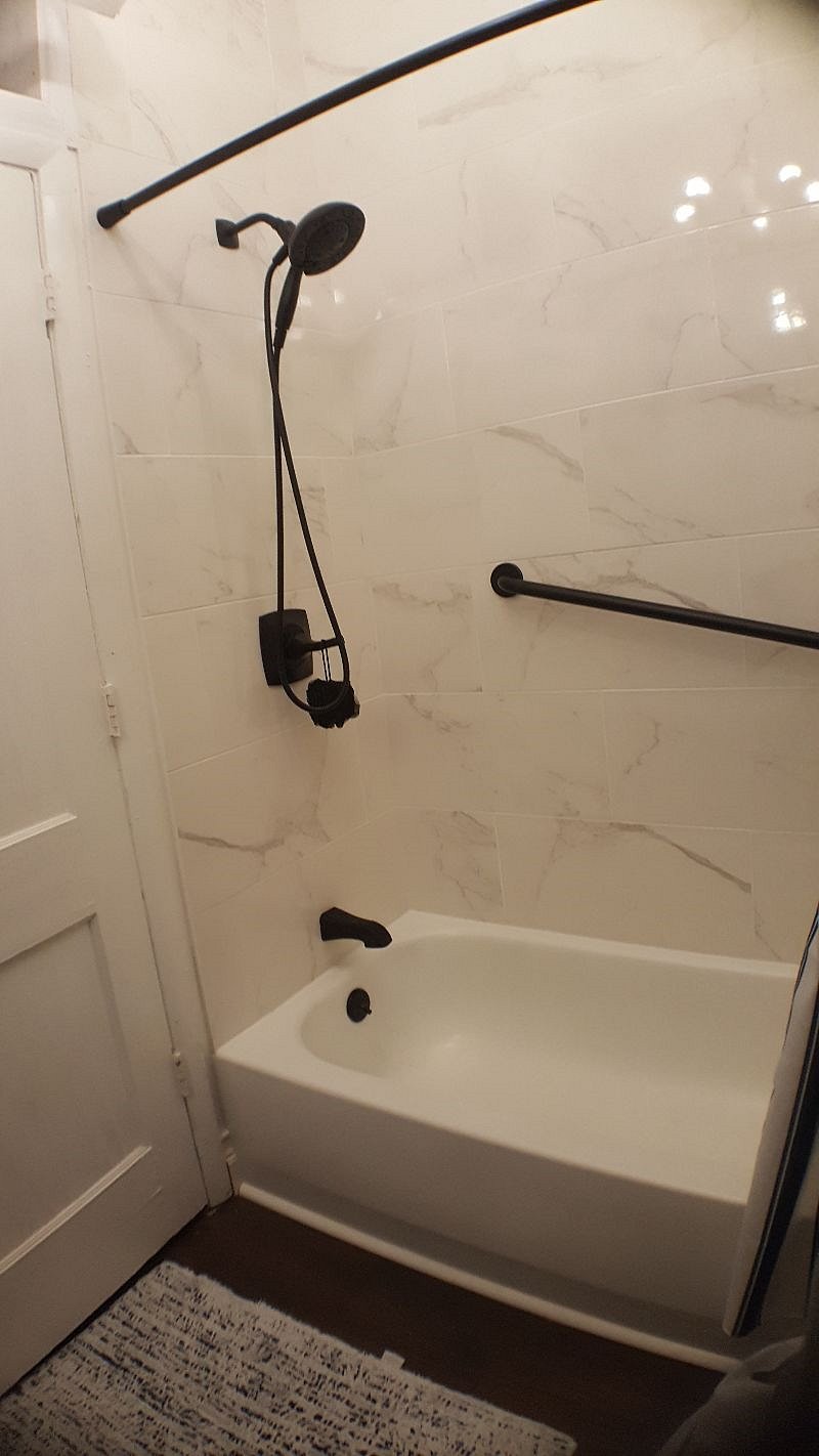Newly renovated bathroom with multi function shower