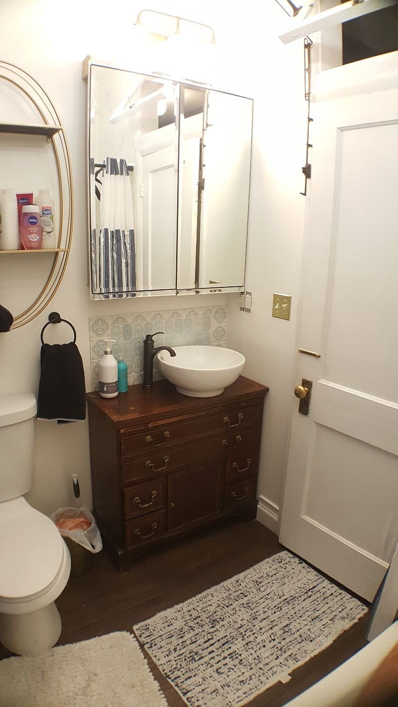 Newly renovated bathroom with lots of storage