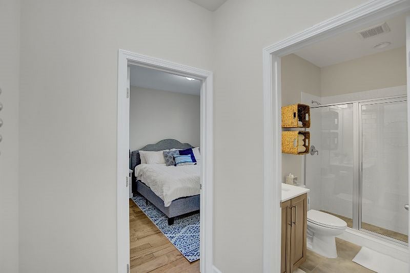 Downstairs King and bathroom