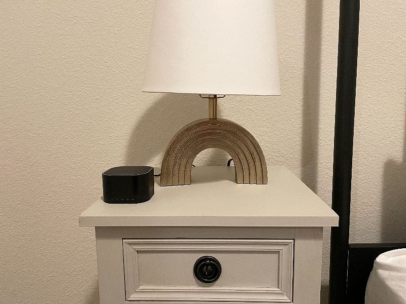 Black out curtains and white noise machine in each bedroom.
